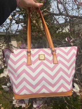 Dooney & Bourke Chevron Tote with Tan Leather Trim